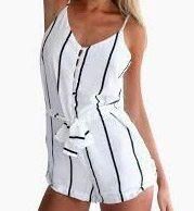 Striped Cami Belted Shorts Romper