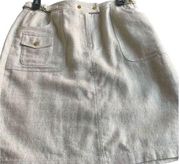 Peter Nygard Khaki Gold metallic Linen Skirt size 6