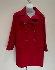 Vintage Wool Cashmere Made in Italy Blend Red PeaCoat Coat size 2 Petite HEMMED