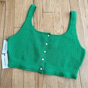 NEW Aritzia Babaton Sculpt Knit Button Tank Top - Gloss Green, XL