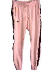 Puma Random Event SweatPants Pink Size Medium Tuxedo Stripe Florals