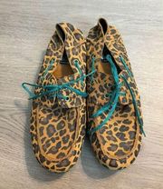 Ariat Caldwell Tan Leopard Cheetah Animal Print Loafer Shoes Womens Size 9B