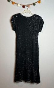 Laurence Kazar Vintage black silk beaded dress
