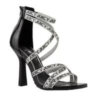 JUICY BY JUICY COUTURE Y2K Black Silver Logo Heels Sz 8 NEW