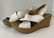 Clarks Annadel Eirwyn White Leather Open Toe Platform Wedge Sandal Womens Sz.9.5