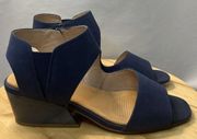 Corso Como Women's 12M Sayge Heeled Sandal Blue Leather Side Zip Open Toe NEW