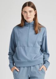 Terry Half Zip Pullover In Blue Mirage S