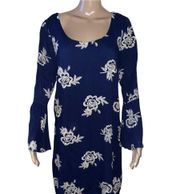 Blue Embroidered Floral Dress