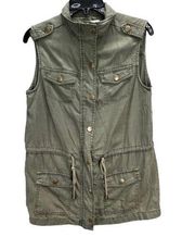 Altar'd State Womens Utility Military Outerwear Vest S Green Zip Snap Pockets