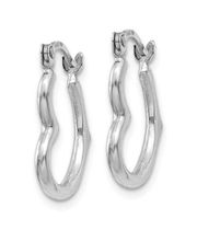 14K White Gold Heart Shaped Hoop Earrings - 15mm x 13mm