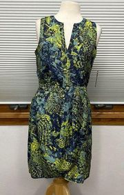 M // Charlie Jade NWT Blue Green Patterned V-Neck Sleeveless Faux Wrap Dress