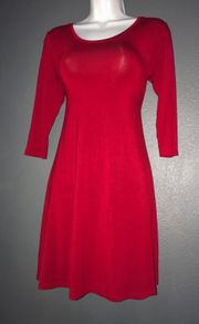 New w/ $50 Tags Syle & Co. Little Red Flare Long 3/4 Sleeve Dress Womens Medium