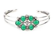 Silver Cuff Bracelet With Green Accents