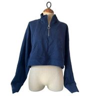 WeWoreWhat Womens Blue quarter zip sweatshirt size L NWT