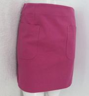 "LOFT" PINK PATCH POCKETS A LINE CASUAL COTTON MINI SKIRT SIZE: 16 NWT