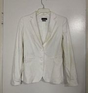 Massimo Dutti white ivory tweed knit lightweight blazer jacket size US 2