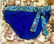 Tommy Bahama Blue Paisley Waist Tie Bikini Bottoms S