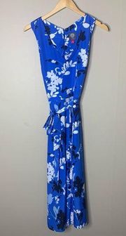 Vince Camuto Floral Straight Leg Jumpsuit Size XS Tie Waist Wedding Guest