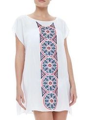 Milly Embroidered Cape Swimsuit Coverup, Multicolor Retail $345