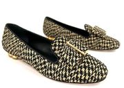 Salvatore Ferragamo Sarno Bow Embellished Raffia Low Heel Loafers US 5 - EU 35.5