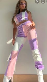 JadedLondon Pastel Patchwork Jeans