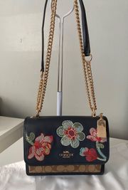 Klare Crossbody In Signature Canvas With Floral Embroidery