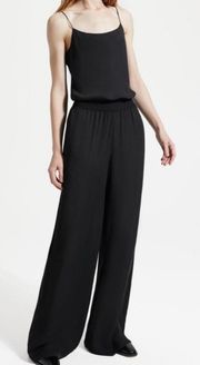 Black Silk Wide Leg Jumpsuit