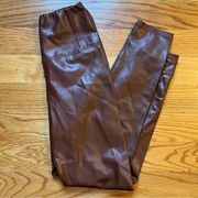 chocolate brown faux leather leggings size small