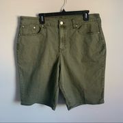 Christopher & Banks Olive/Sage Green Cotton Blend Shorts