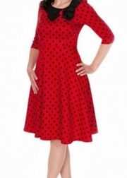 LINDY BOP Cassy 1950's Parisian Style Dress Size Medium Red and Black