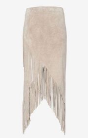 Intermix skirt suede midi skirt Asymmetrical cut western Fringe mini high petit