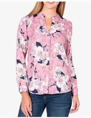 KUT FROM THE KLOTH Jasmine Pink Floral Long Sleeve Button Down Top Blouse Sz XL