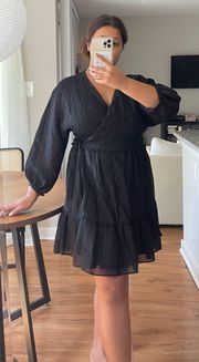 Black Mini Wrap Dress