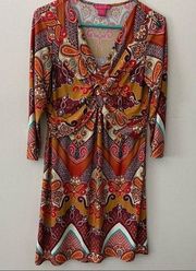 Sunny Leigh Y2K Paisley Twist Front Dress Retro 70s