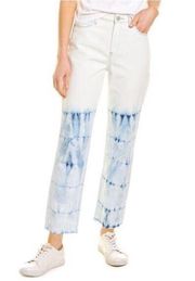 Blank NYC Womens High Rise Tie Dye The Madison Crop Jeans White Blue 27 NWT