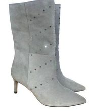 IRO Paris Milow Studded Suede Slouch Boots in Gray SZ 40