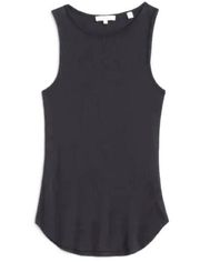 VINCE Darby Ribbed Fitted High Neck Tank Grey 067MHG Medium