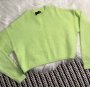 crop neon yellow fuzzy sweater