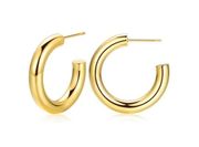 Gold Hoop Earrings| 14K Gold Plated| Lightweight| Hypoallergenic| Open Hoop