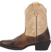 Laredo Tori Leather Round Toe Western Cowboy Ankle Boots Brown 7