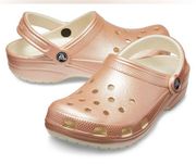 Crocs classic metallic rose gold clogs