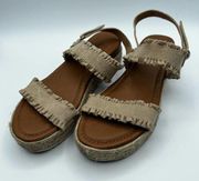 Pierre Dumas Tan Ruffle Trim Sandals Size 11