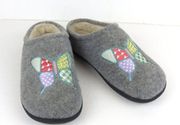 Coldwater Creek Walk with Me Cozy Up Slippers Womens 8M Gray Butterfly Embroider