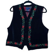 Karen Scott Petites Poinsettia Christmas‎ Vest Size Petite Large (L)