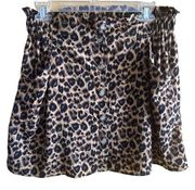 Umgee NEW elastic/paperbag waist leopard print, button up mini skirt size Large