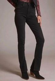 Anthropologie Pilcro Black Straight Leg High Waisted Jeans with Split Hem