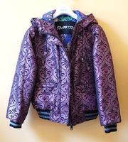 Pattern Vintage Metallic Bomber Zipper Hood Jacket Purple IT 40