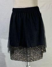 Mossimo A-line Black and Sequin Skirt Size X Small