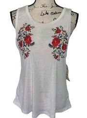 Wishful Park white sleeveless embroidered blouse Medium NWT