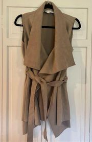 Hyfve faux suede tan draped front vest size small